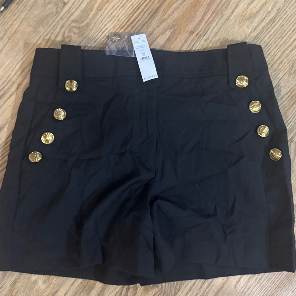 Black Shorts with Gold Button Accents